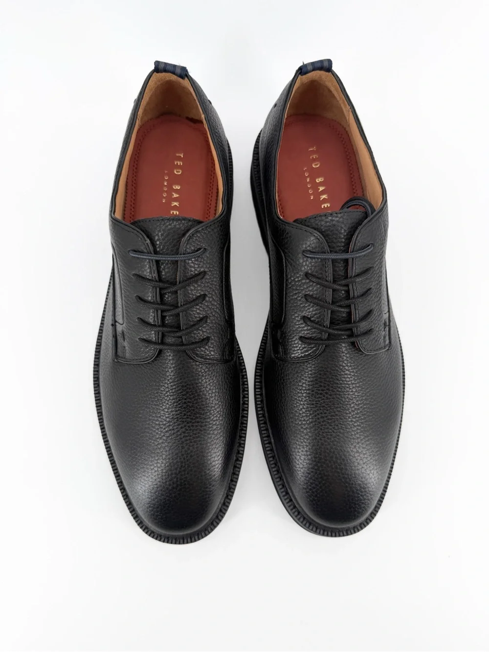 Ted Baker Drysdale Mens Pebbled Leather Derby Oxford Dress Shoes Black 12 NEW